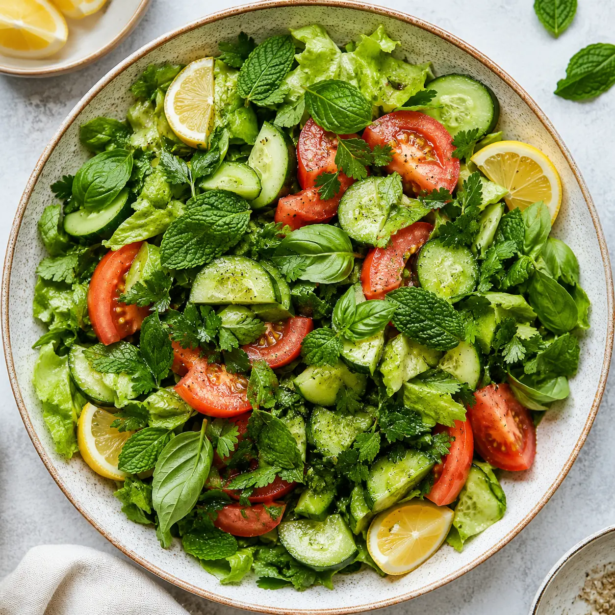 Fresh herb and vegetable salad