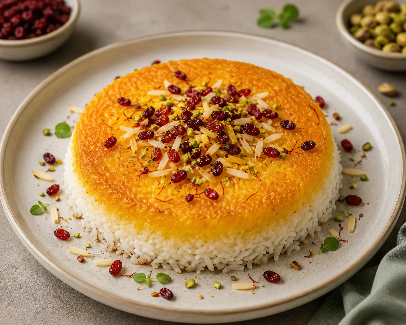 Organic Saffron Rice with barberries and nut slivers